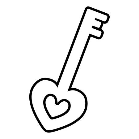 antique key with heart love vector illustration designのイラスト素材