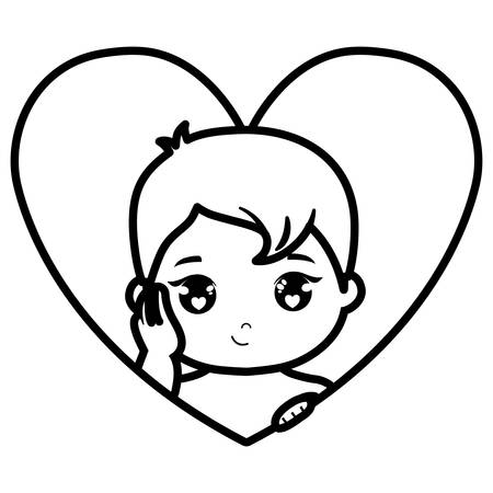 cute and little baby in heart love vector illustration designのイラスト素材