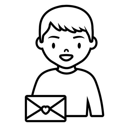 teenager boy young with love envelope vector illustration designのイラスト素材