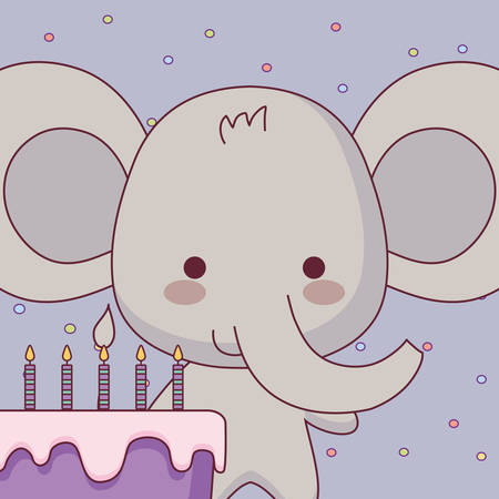 cute and little elephant with sweet cake vector illustration designのイラスト素材