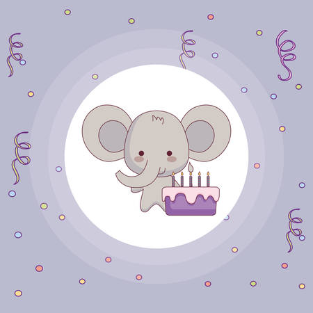 cute and little elephant with gift vector illustration designのイラスト素材
