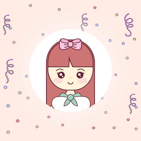 cute and little girl character vector illustration designのイラスト素材