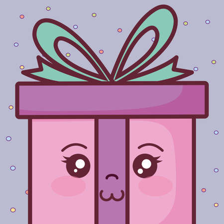 gift box present kawaii character vector illustration designのイラスト素材