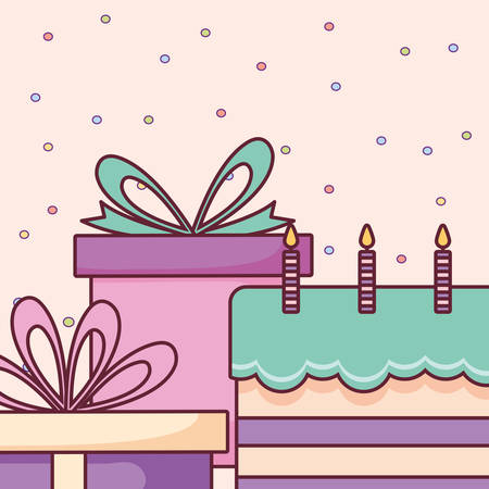sweet birthday cake with candles vector illustration designのイラスト素材