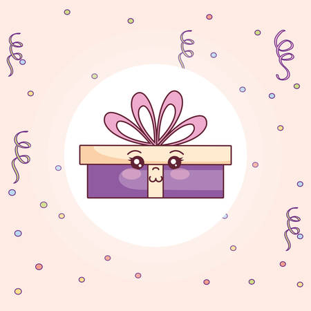gift box present kawaii character vector illustration designのイラスト素材
