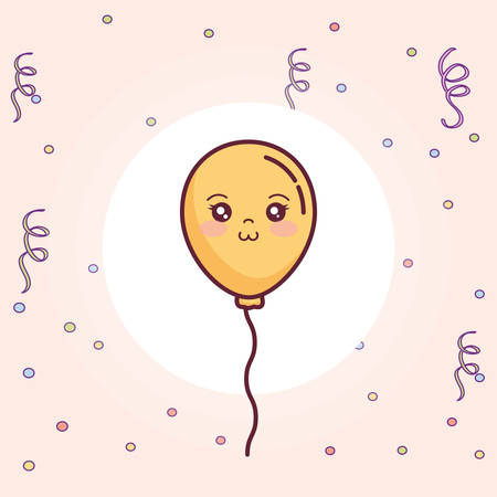 balloon helium floating kawaii character vector illustration designのイラスト素材