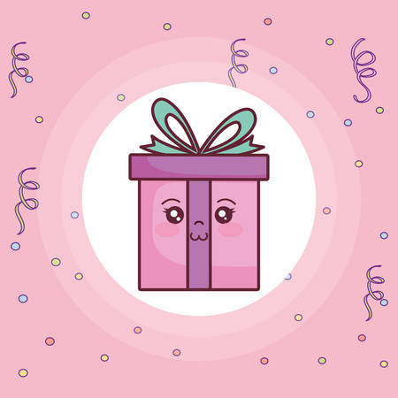 gift box present kawaii character vector illustration designのイラスト素材