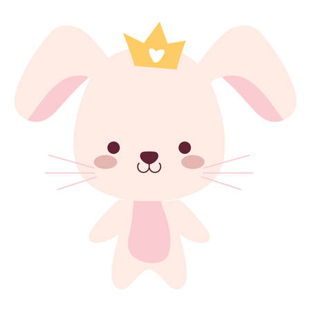 cute and little rabbit with crown character vector illustration designのイラスト素材