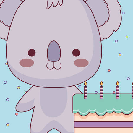 cute and little koala with sweet cake vector illustration designのイラスト素材