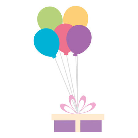 gift box present with balloons helium vector illustration designのイラスト素材