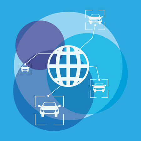 autonomous smart car connection world vector illustrationのイラスト素材