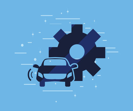 autonomous smart car sensor gear vector illustrationのイラスト素材