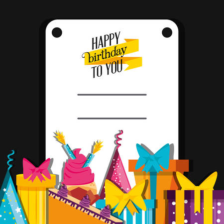 birthday card with decoration vector illustration designのイラスト素材