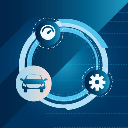 autonomous smart car connected devices digital vector illustrationのイラスト素材