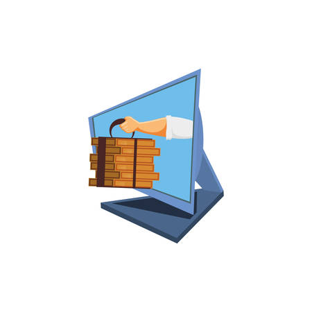 computer desktop with delivery food app vector illustration designのイラスト素材