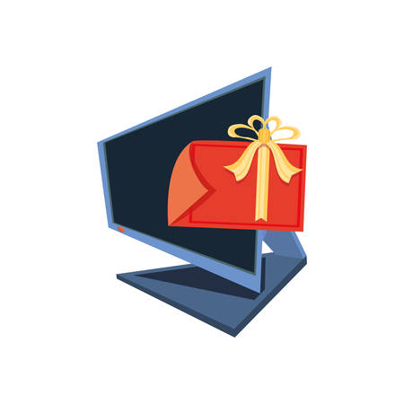 computer desktop with delivery app vector illustration designのイラスト素材