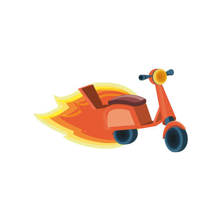 delivery motorcycle scooter with flame vector illustration designのイラスト素材