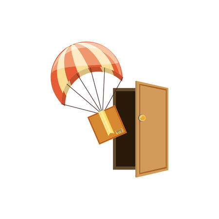 parachute flying with box delivery service vector illustration designのイラスト素材