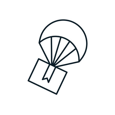 parachute flying with box delivery service vector illustration designのイラスト素材