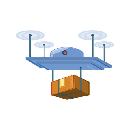 drone technology with box carton vector illustration designのイラスト素材