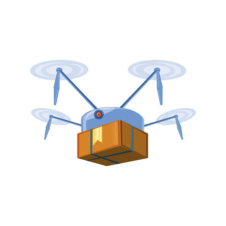 drone technology with box carton vector illustration designのイラスト素材