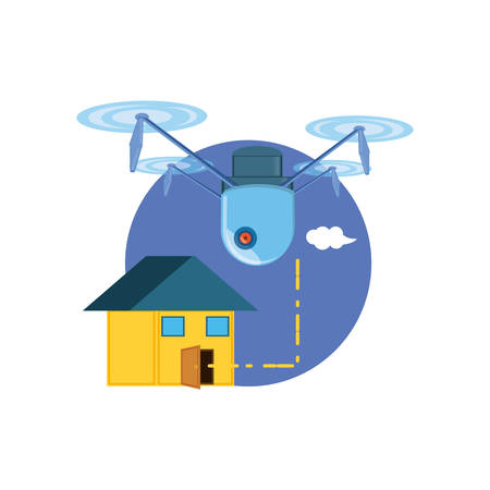 drone technology flying with house vector illustration designのイラスト素材