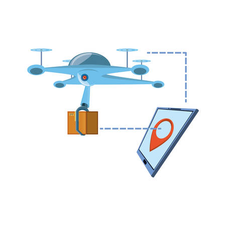 drone technology with box carton and tablet vector illustration designのイラスト素材