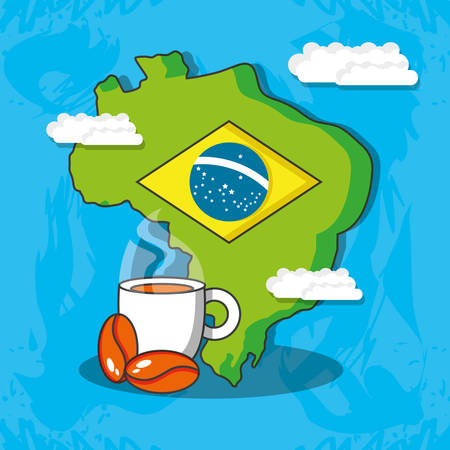 map of brazil with culture icons vector illustration designのイラスト素材