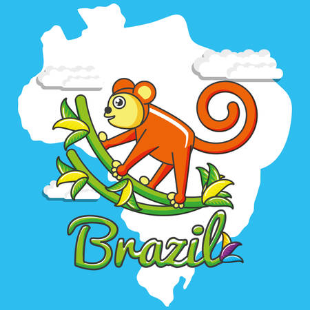 brazilian monkey culture icons vector illustration designのイラスト素材