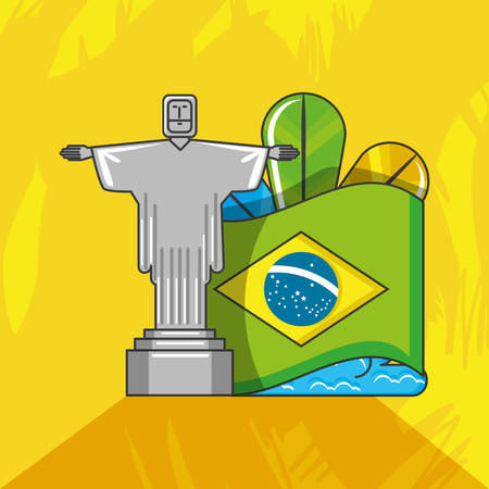 flag of brazil with culture icons vector illustration designのイラスト素材
