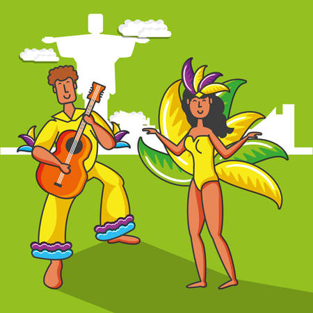 couple brazilian dancers characters vector illustration designのイラスト素材