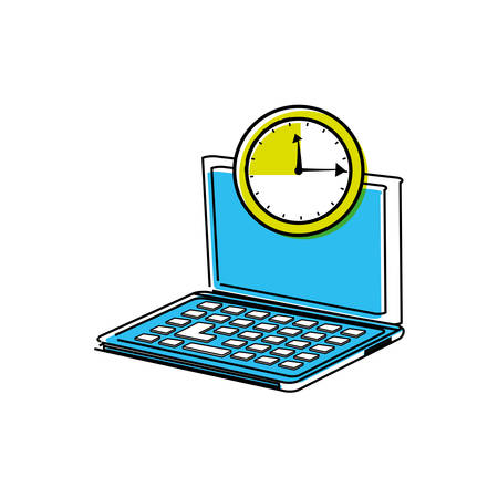 laptop computer with chronometer vector illustration designのイラスト素材