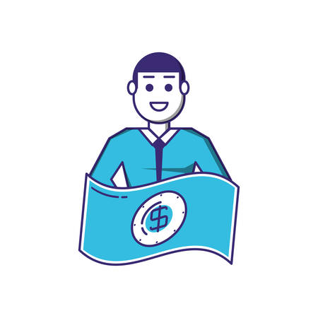 elegant businessman with bill dollar vector illustration designのイラスト素材