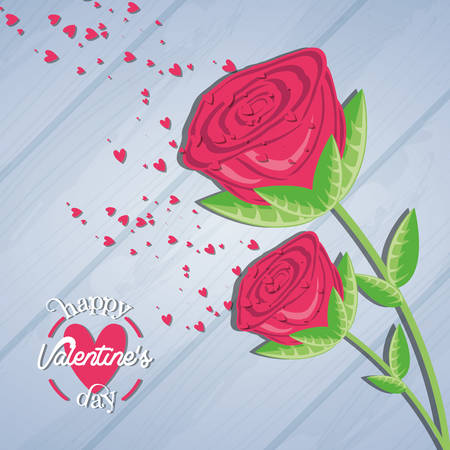 valentines day card with roses vector illustration designのイラスト素材