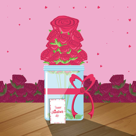 valentines day card with roses vector illustration designのイラスト素材
