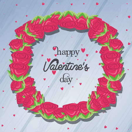 valentines day card with roses crown vector illustration designのイラスト素材