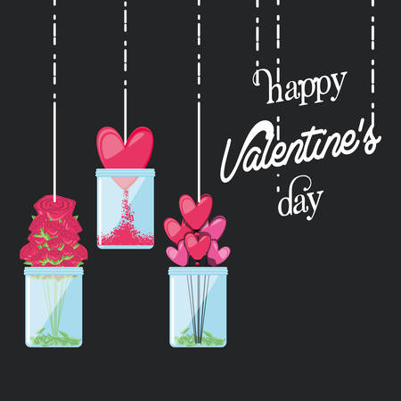valentines day card with decoration hanging vector illustration designのイラスト素材