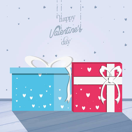 valentines day card with gifts vector illustration designのイラスト素材
