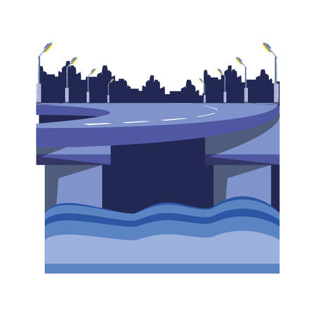 city road bridge scene icon vector illustration designのイラスト素材