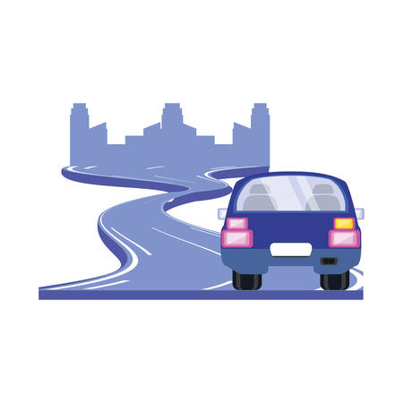car sedan in the road scene vector illustration designのイラスト素材