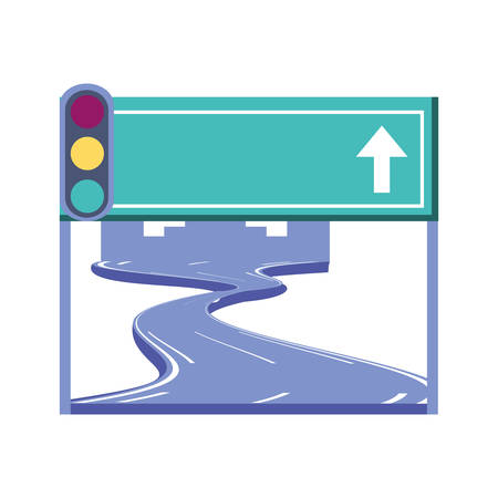 city road with traffic light scene icon vector illustration designのイラスト素材