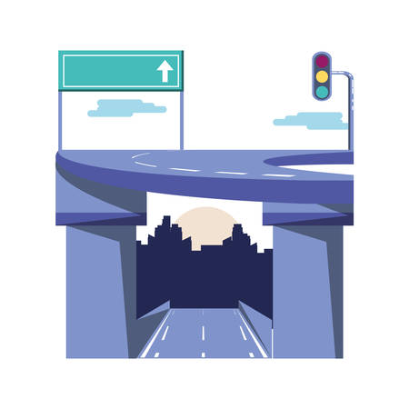 city road with traffic signal scene icon vector illustration designのイラスト素材