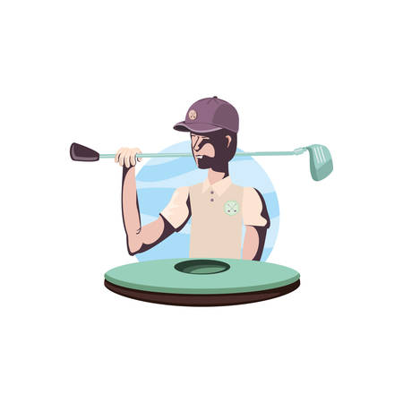 golfer with field and stick golf vector illustration designのイラスト素材