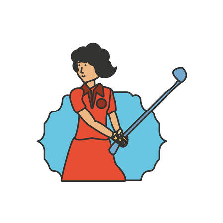 seal with golfer woman avatar character vector illustration designのイラスト素材