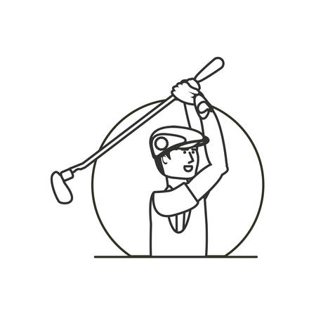 golfer with stick golf avatar character vector illustration designのイラスト素材