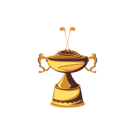trophy with sticks golf isolated icon vector illustration designのイラスト素材