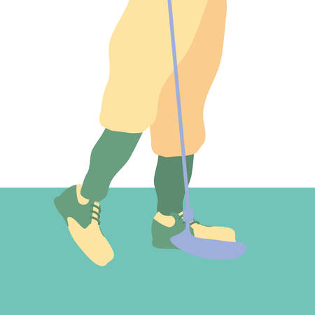 golf player feet with stick vector illustration designのイラスト素材