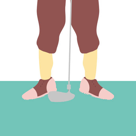 golf player feet with stick vector illustration designのイラスト素材