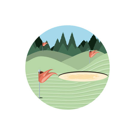 circular frame with field golf vector illustration designのイラスト素材