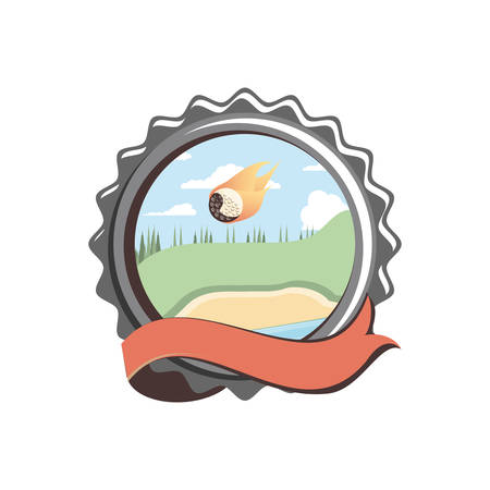seal with field golf and ribbon vector illustration designのイラスト素材